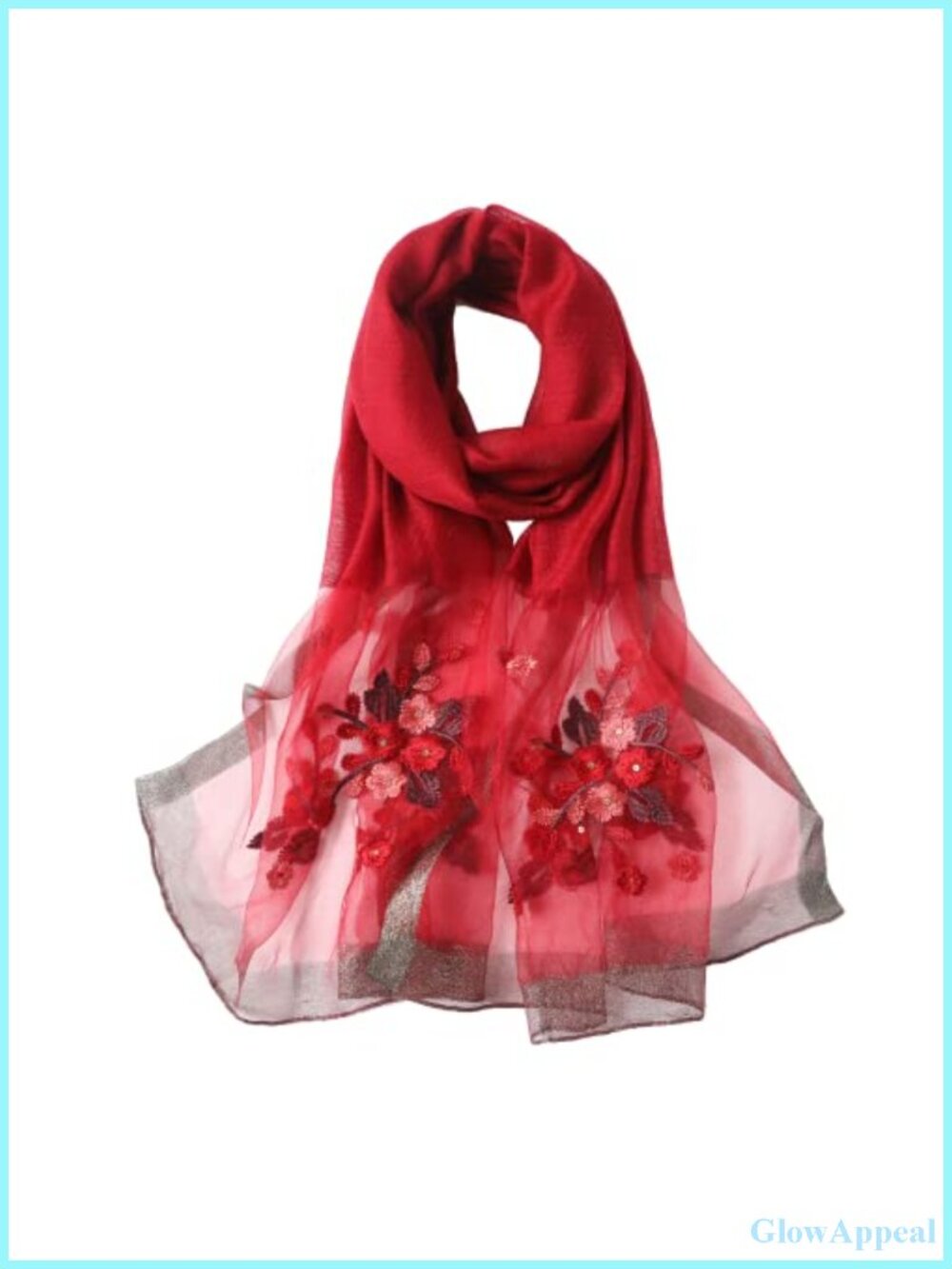 Women Embroidered Silk Scarf, 75x28 Inches Shawl and Wraps